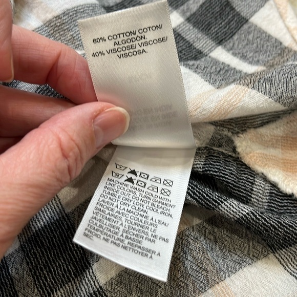 Lucky Brand Plaid Gauze Shirt‎ | Black & Cream | Size Small - Picture 12 of 13